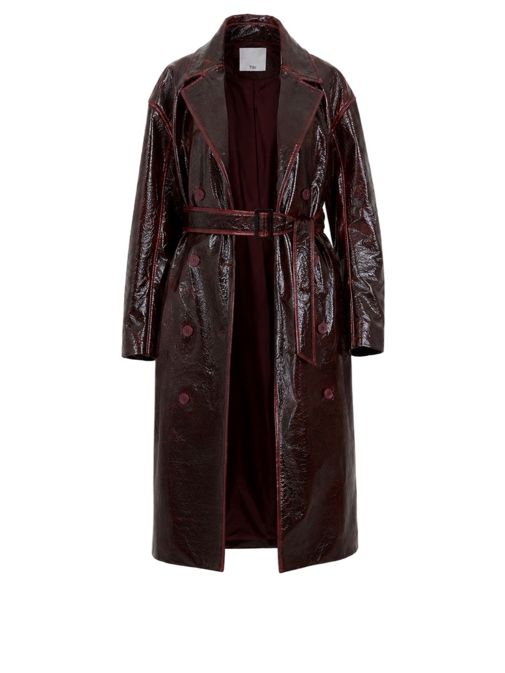 Tibi Rouge Coated Patent Wool Jacket